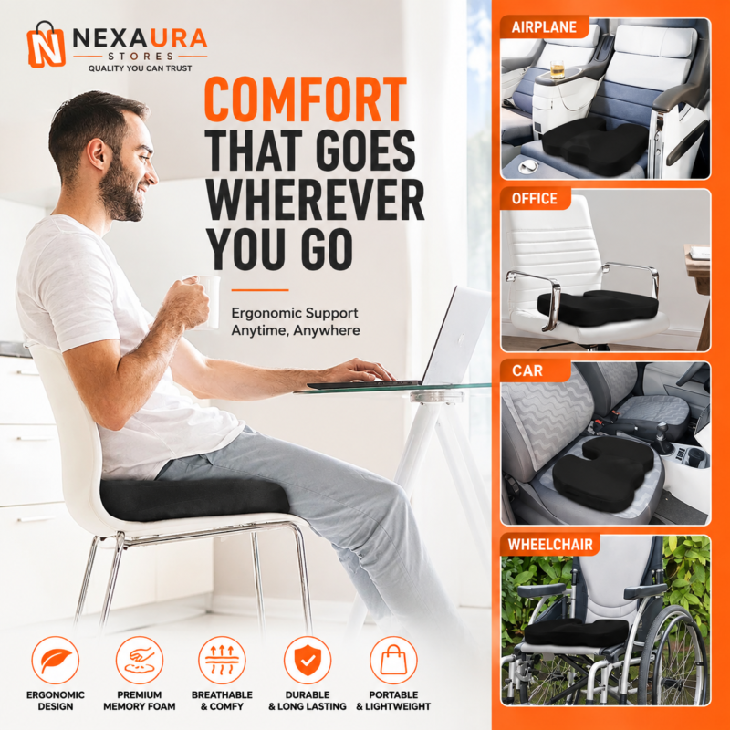 Memory Foam Seat Cushion Coccyx Tailbone Pain Relief Office Chair Car Pad - product image 2