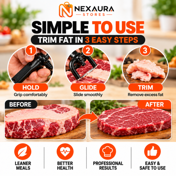 Handheld Fat Trimmer For Beef & Pork,U-Shaped Curved Holder Targets Surface Fat - product image 2