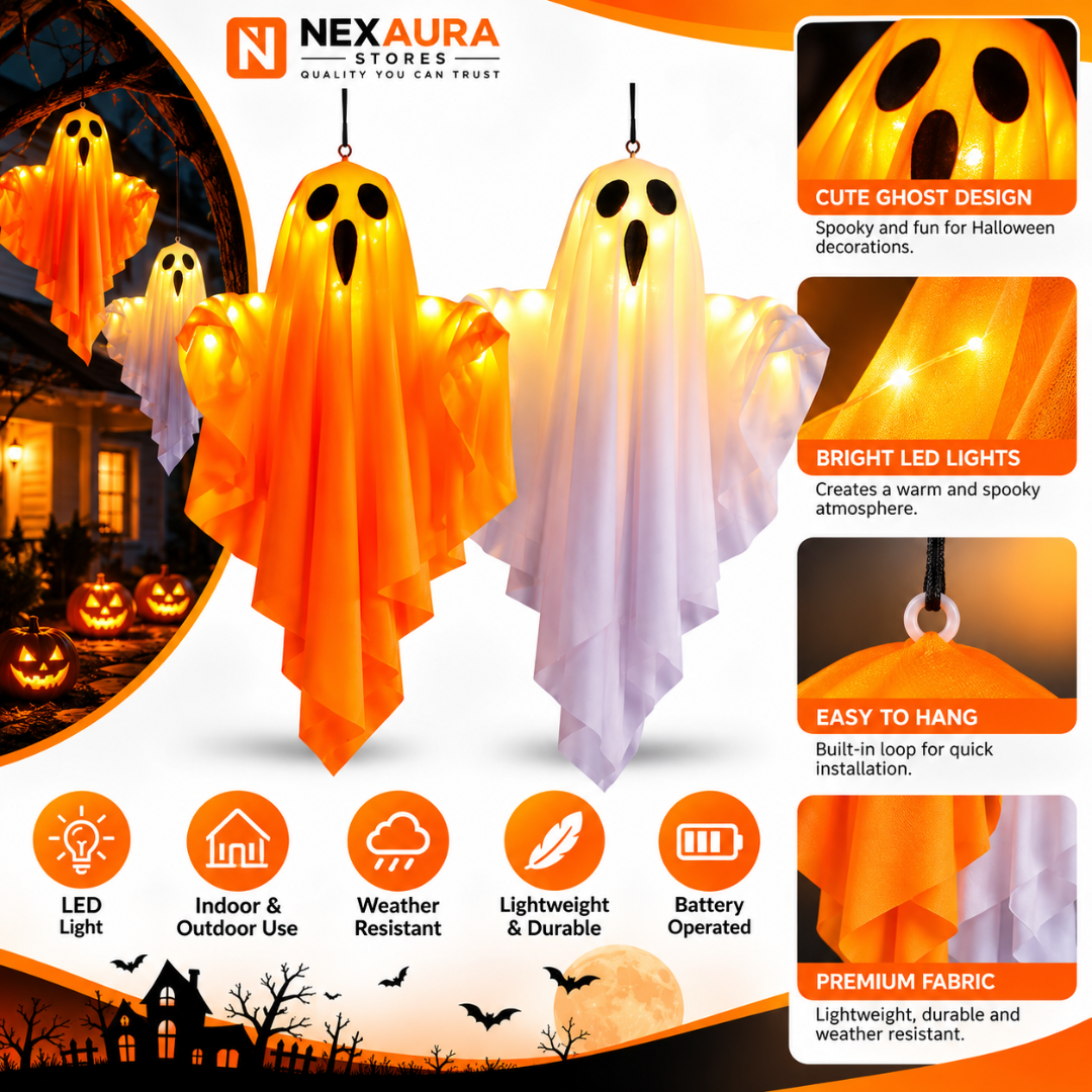 Halloween Glowing Ghost Light Outdoor Decor Garden Prop Party Home Hanging Decor - product image 2