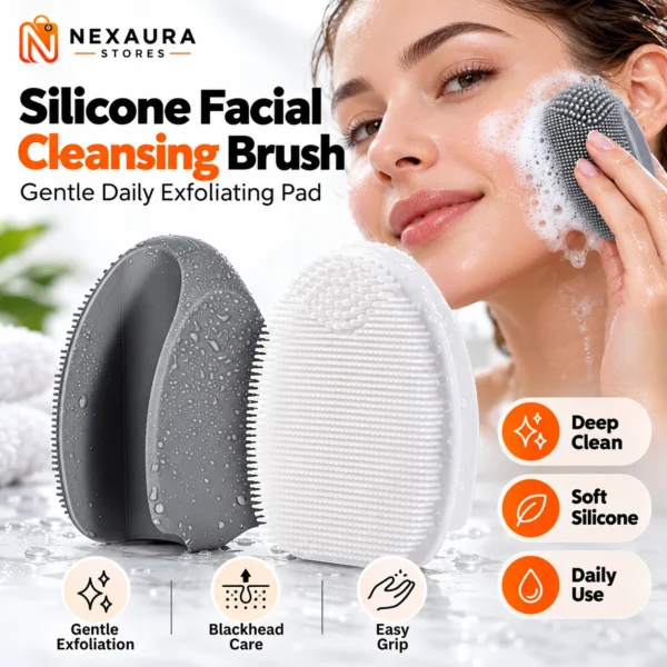 Silicone Facial Cleansing Brush – Soft Manual Exfoliating Pad for Daily Skincare