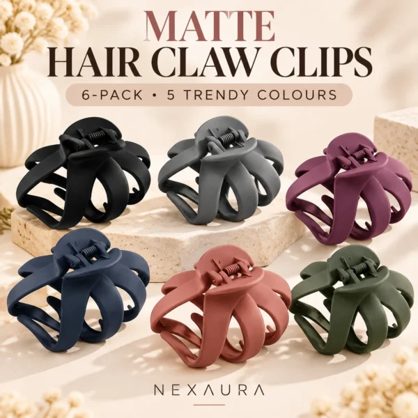 Matte Hair Claw Clips 6-Pack – Large Korean-Style, 5 Trendy Colours (Unbranded)