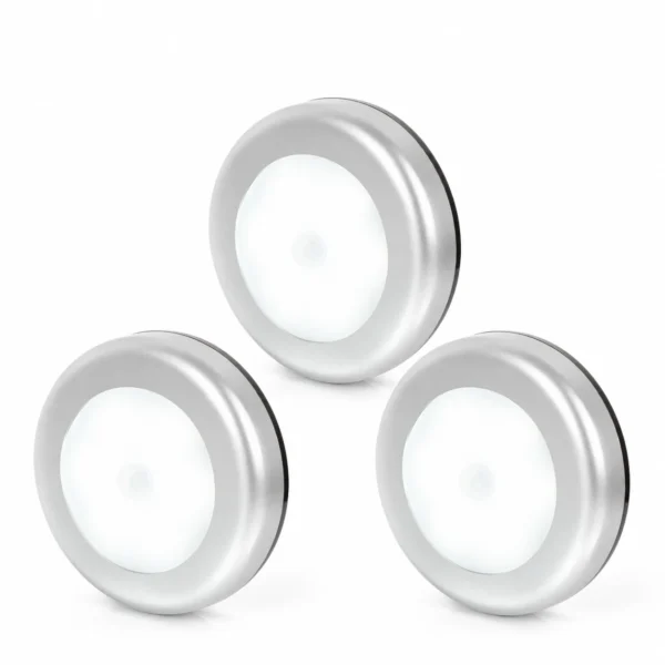 LED Motion Sensor Puck Lights 3-Pack – USB Rechargeable for Wardrobe & Cabinet