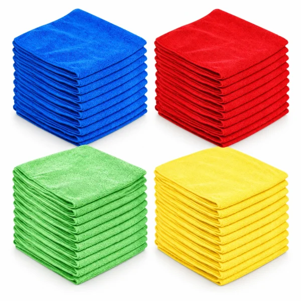 Microfibre Cleaning Cloths 12-Pack – 40x40cm, Super Soft & Absorbent, Assorted Colours