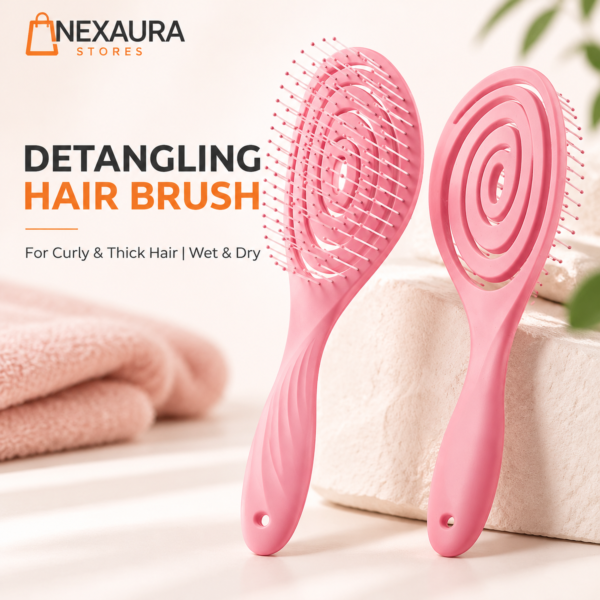 Detangling Hair Brush – Gentle Pain-Free Brush for Curly & Thick Hair, Wet & Dry (Unbranded)