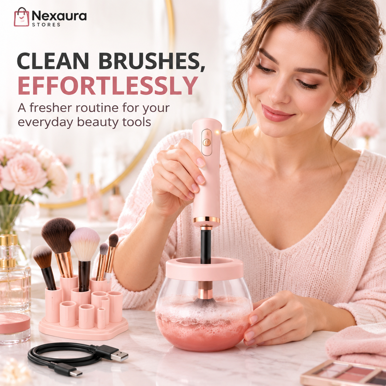 Electric makeup brush cleaner machine washing brushes