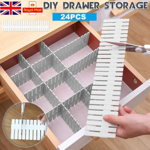 Adjustable Drawer Dividers 24pcs – Expandable Organiser Set