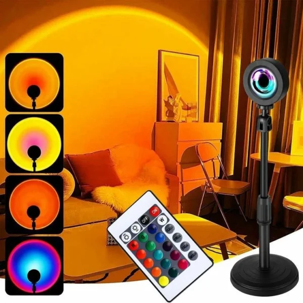 RGB Sunset Projection Lamp 360° – USB Powered Mood Light with Remote Control