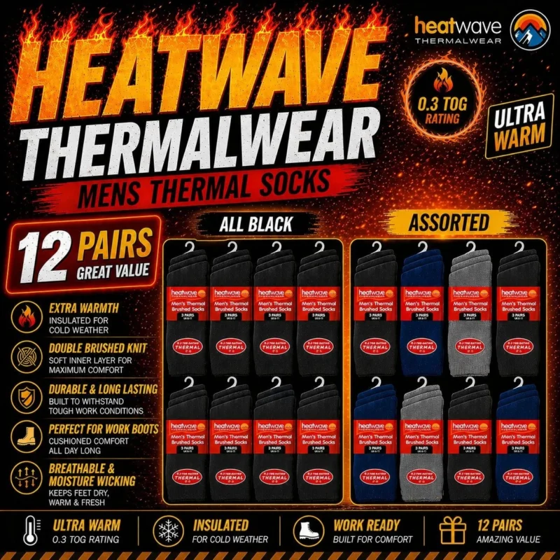 Thermal boot socks six-pack in dark winter colours for cold evening walks
