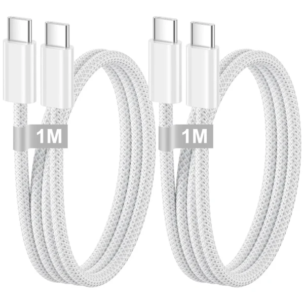 USB-C to USB-C Fast Charging Cable 2-Pack – 1M Nylon Braided, 60W