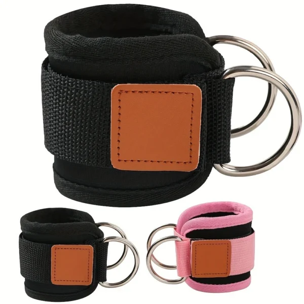 Gym Ankle Straps for Cable Machine – Padded Pair, Adjustable Neoprene Cuffs