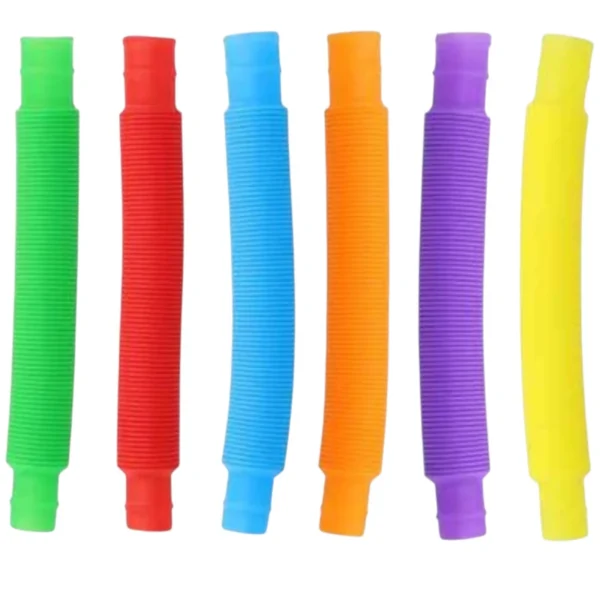 Stretchy Pop Tubes 6-Pack – Sensory Fidget Toy, Bendable & Connectable