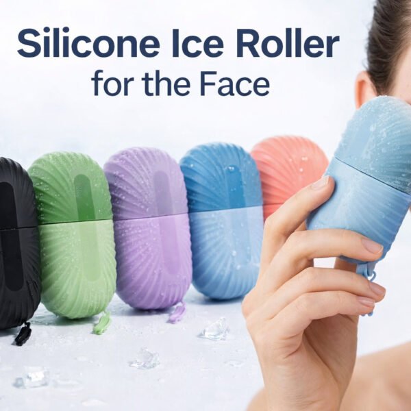 Silicone Ice Facial Roller – Reusable Cooling Face Massager, 6 Colours
