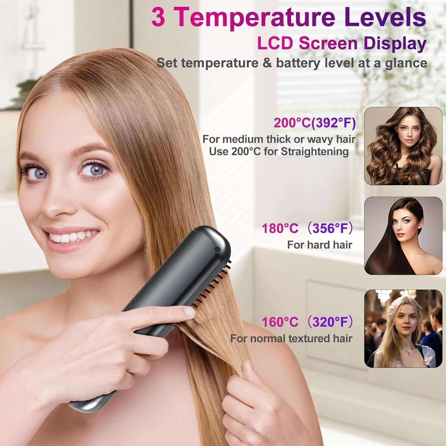 Hair Straightener Brush Cordless – original product photo 3