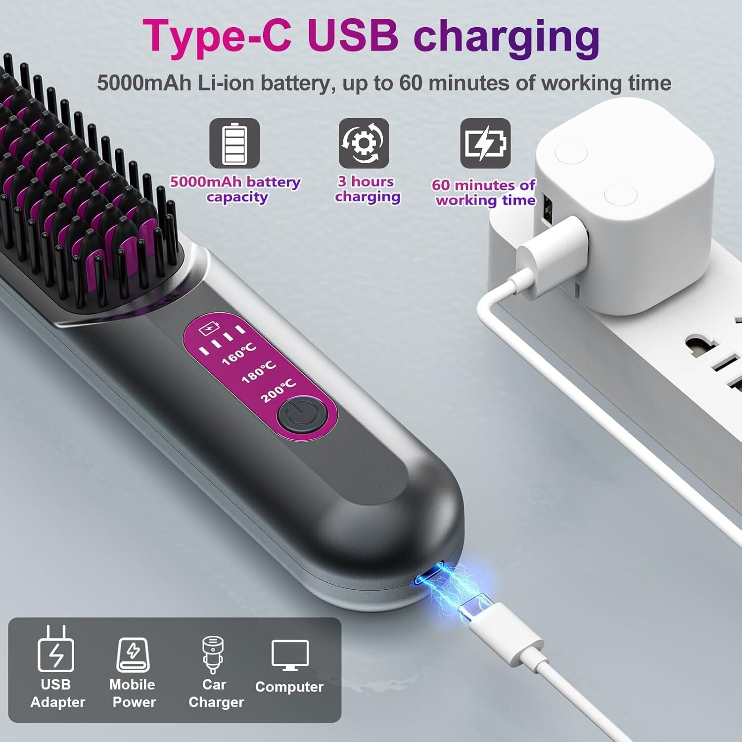 Hair Straightener Brush Cordless – original product photo 9
