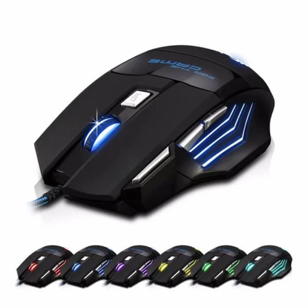 5500 DPI Gaming Mouse – 7 Button USB Wired with LED Breathing Light