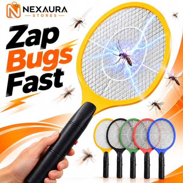 Electric Fly Bug Zapper Racket – Handheld Insect Killer Swatter, 3W Battery Powered