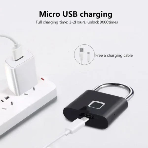 Portable Fingerprint Padlock with USB Charging