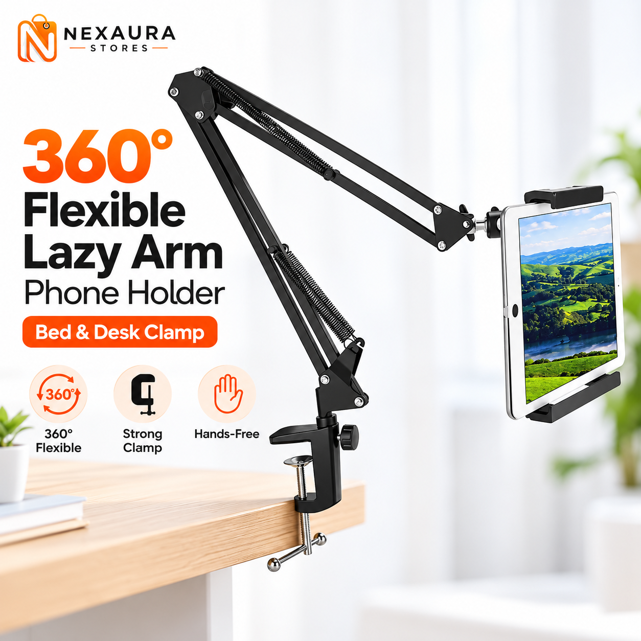 360 degree flexible lazy arm phone holder
