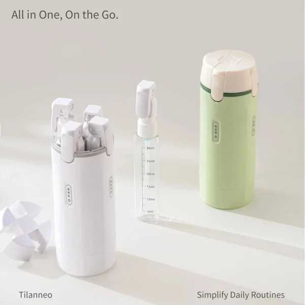 4-in-1 Travel Pump Bottles Set – Refillable Cosmetic Dispenser Containers