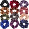 Velvet Scrunchies 12-Pack – Soft No-Crease Hair Ties, Assorted Colours - image 1