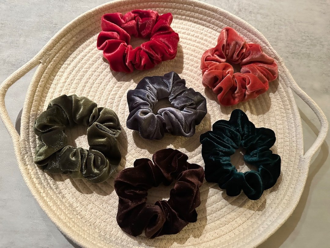 Velvet Scrunchies 12-Pack – Soft No-Crease Hair Ties, Assorted Colours - image 2