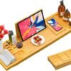 Bamboo Bathtub Caddy Tray – Extendable Bath Tray with Book & Wine Holders - image 2