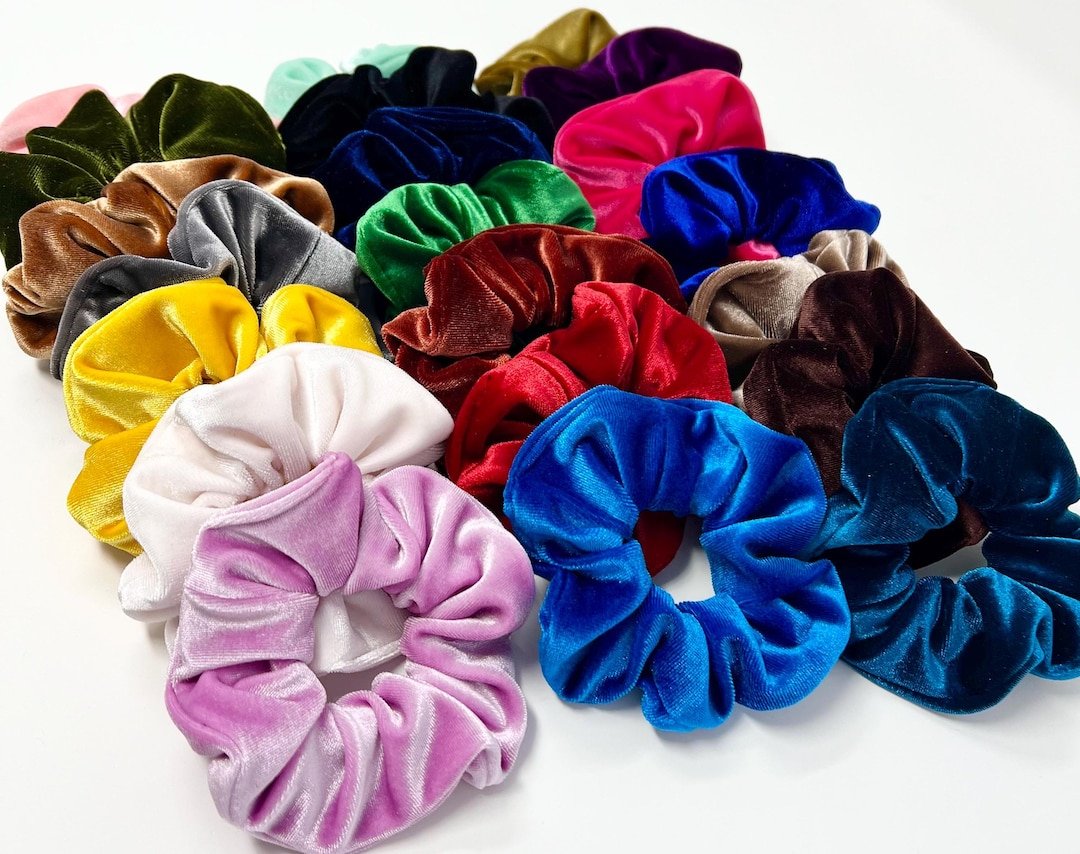 Velvet Scrunchies 12-Pack – Soft No-Crease Hair Ties, Assorted Colours - image 3