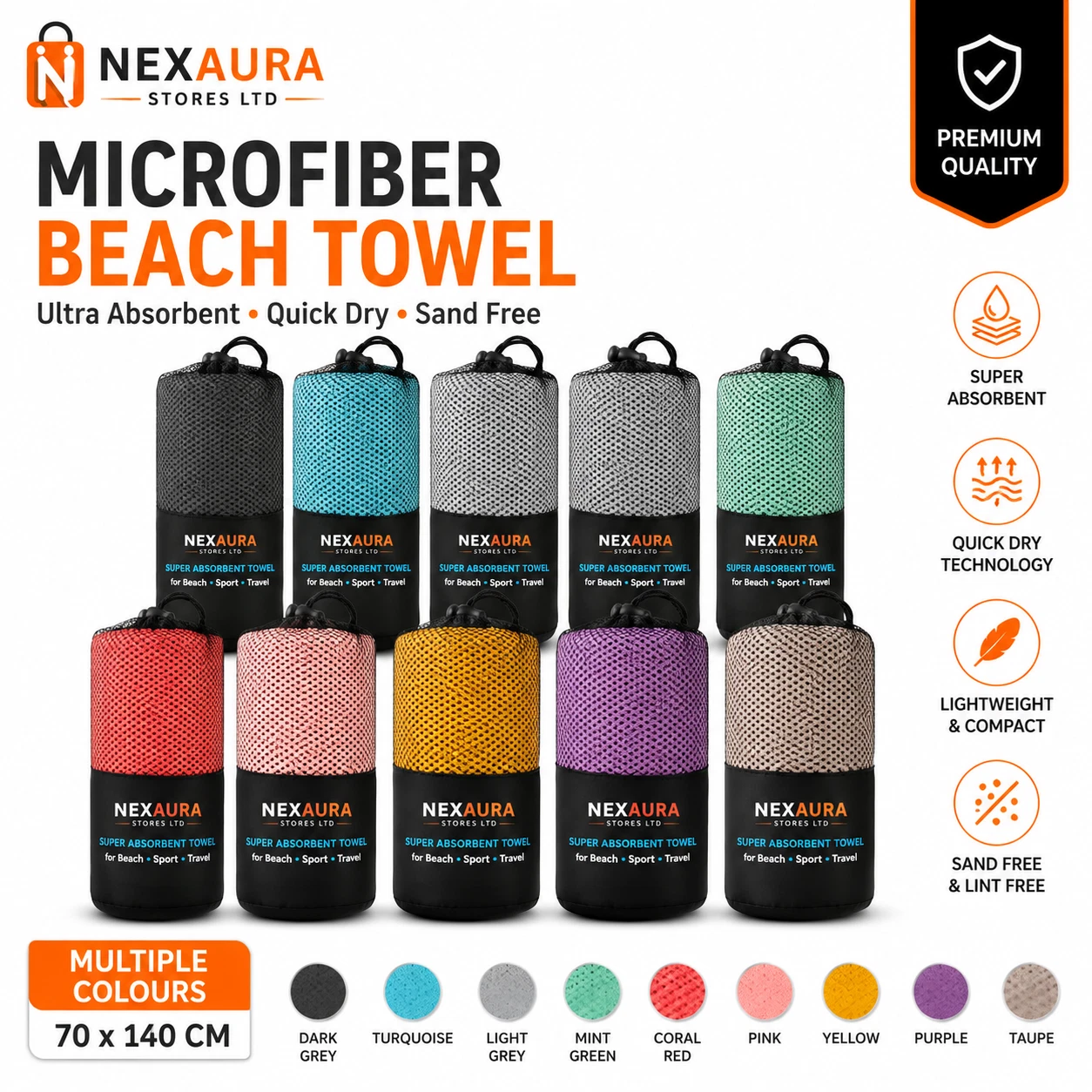 Microfibre Towel – Compact Quick-Dry Travel, 