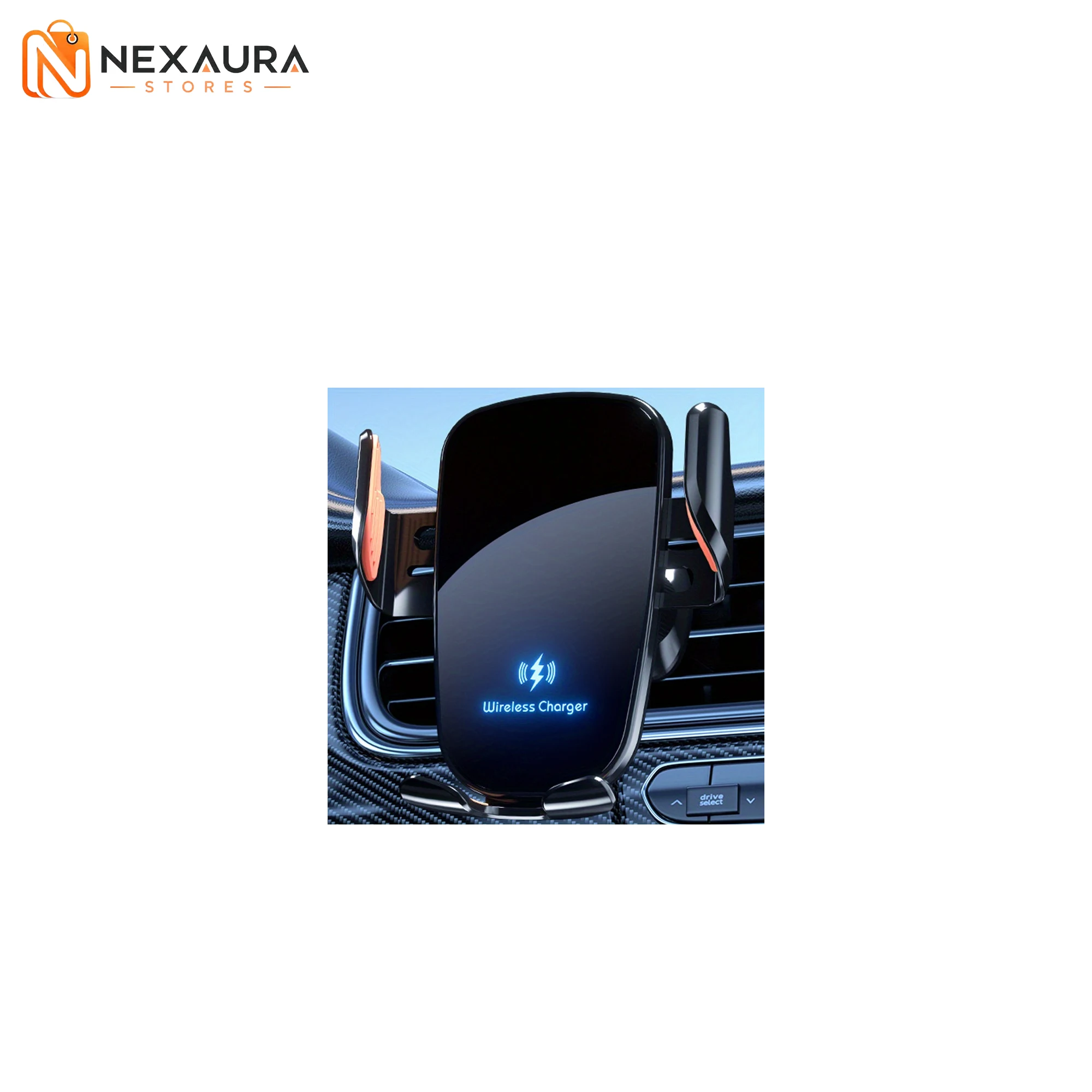 Wireless car charger mount installed on car air vent