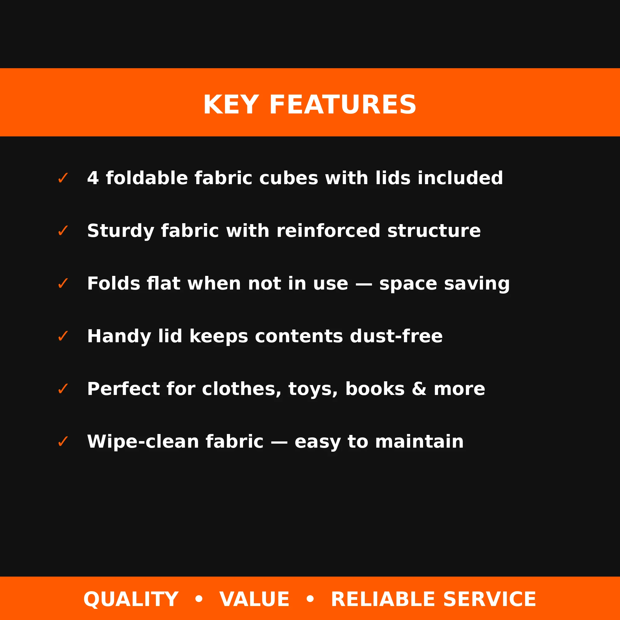 Key features of the storage cube boxes
