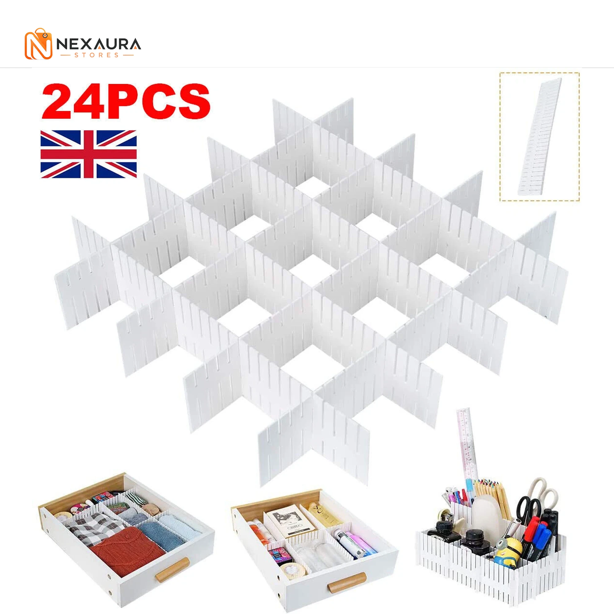 Nexaura adjustable drawer dividers set
