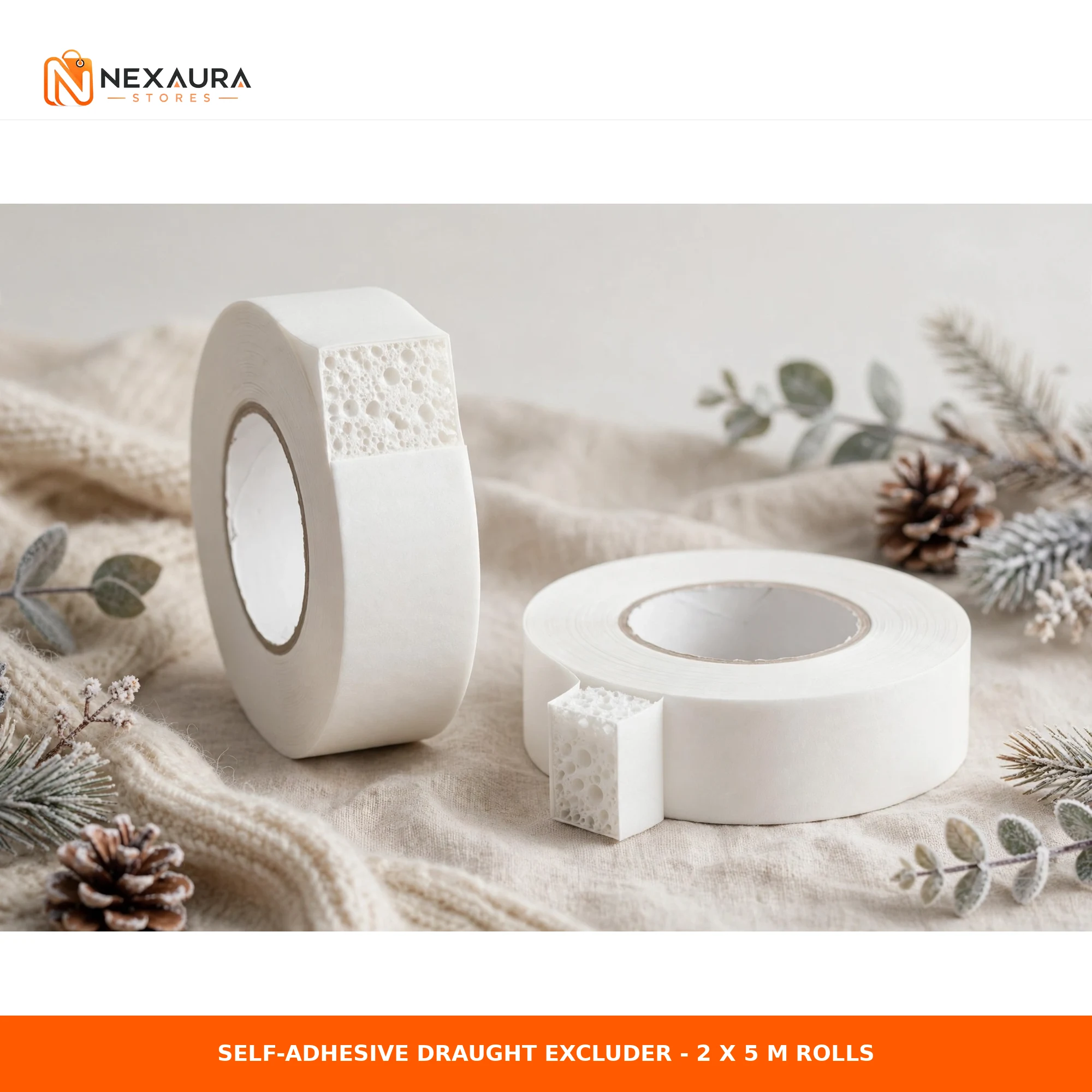 Self-adhesive draught excluder foam tape 2 x 5m rolls