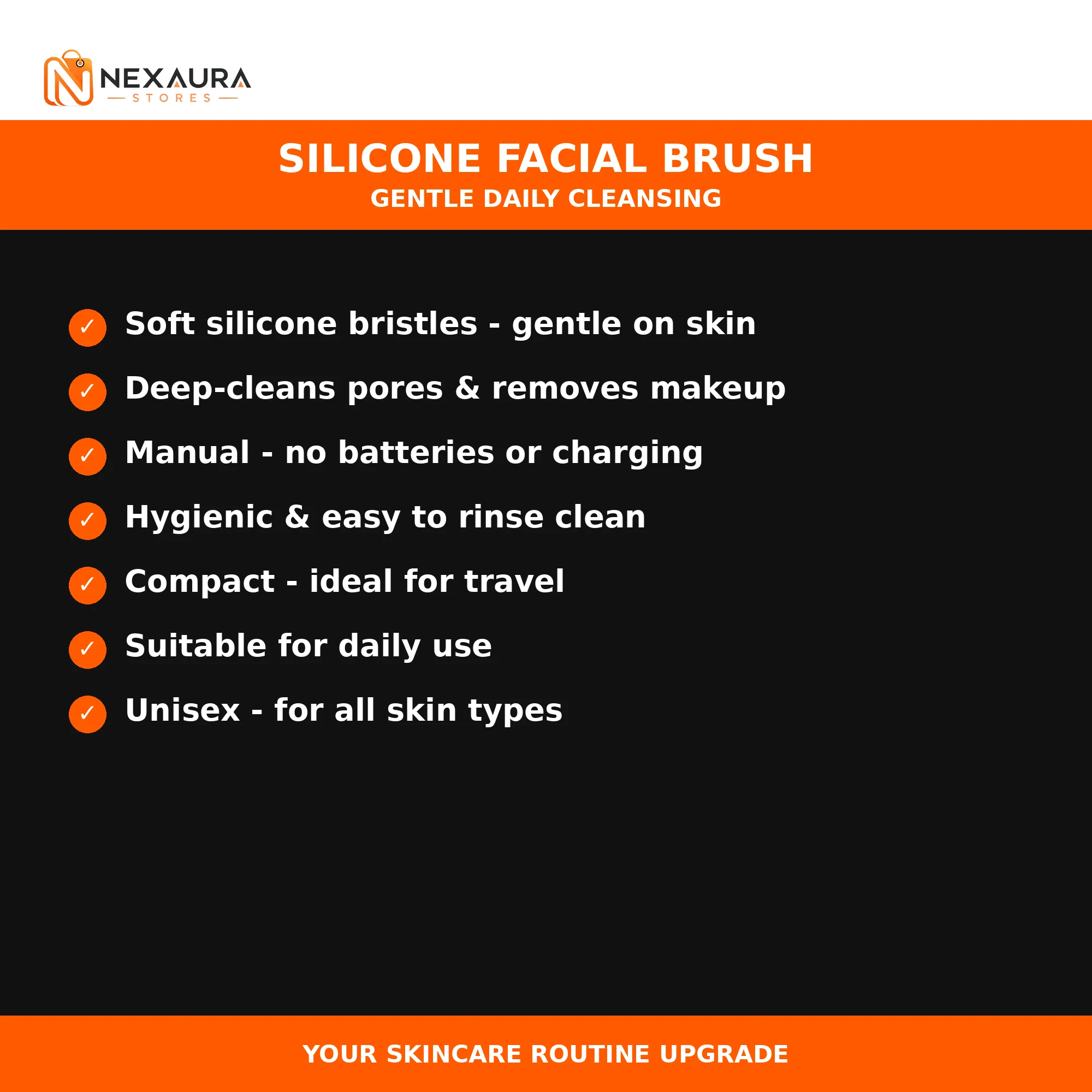 Key features of the silicone facial cleansing brush