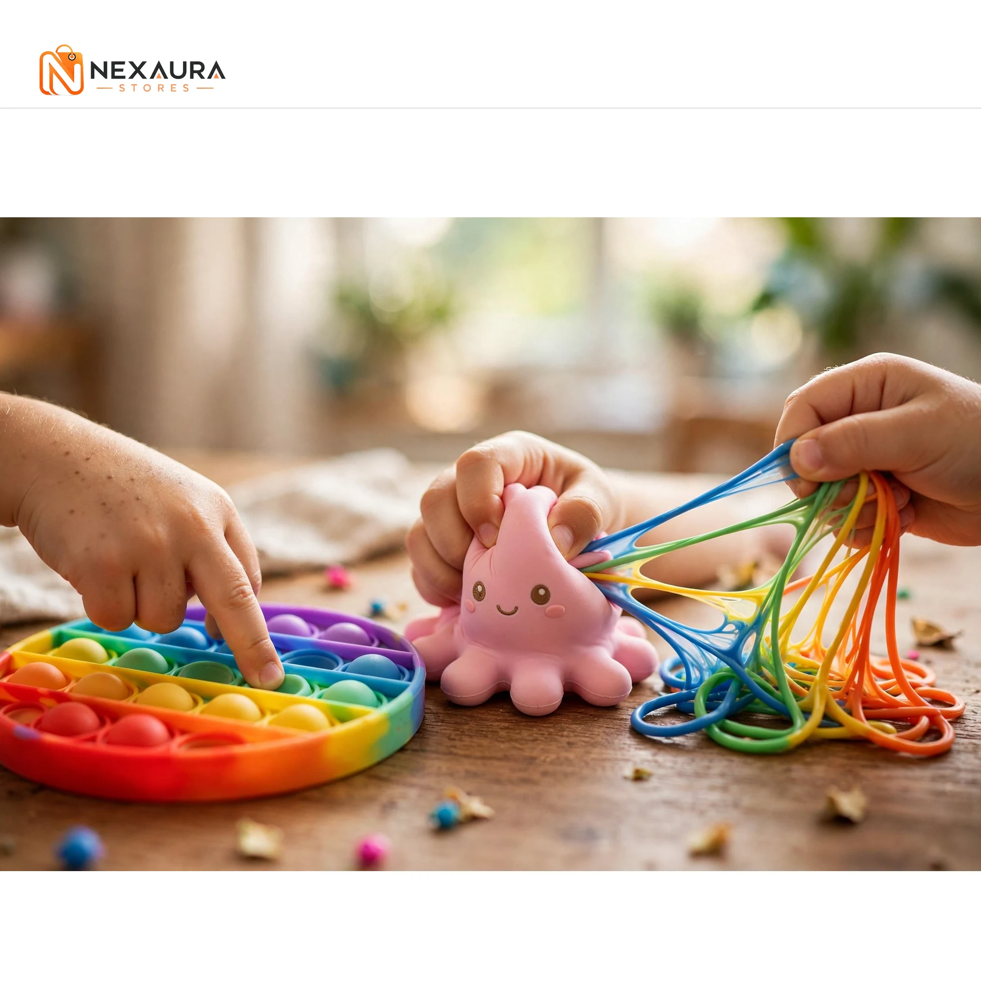 Child playing with fidget toys