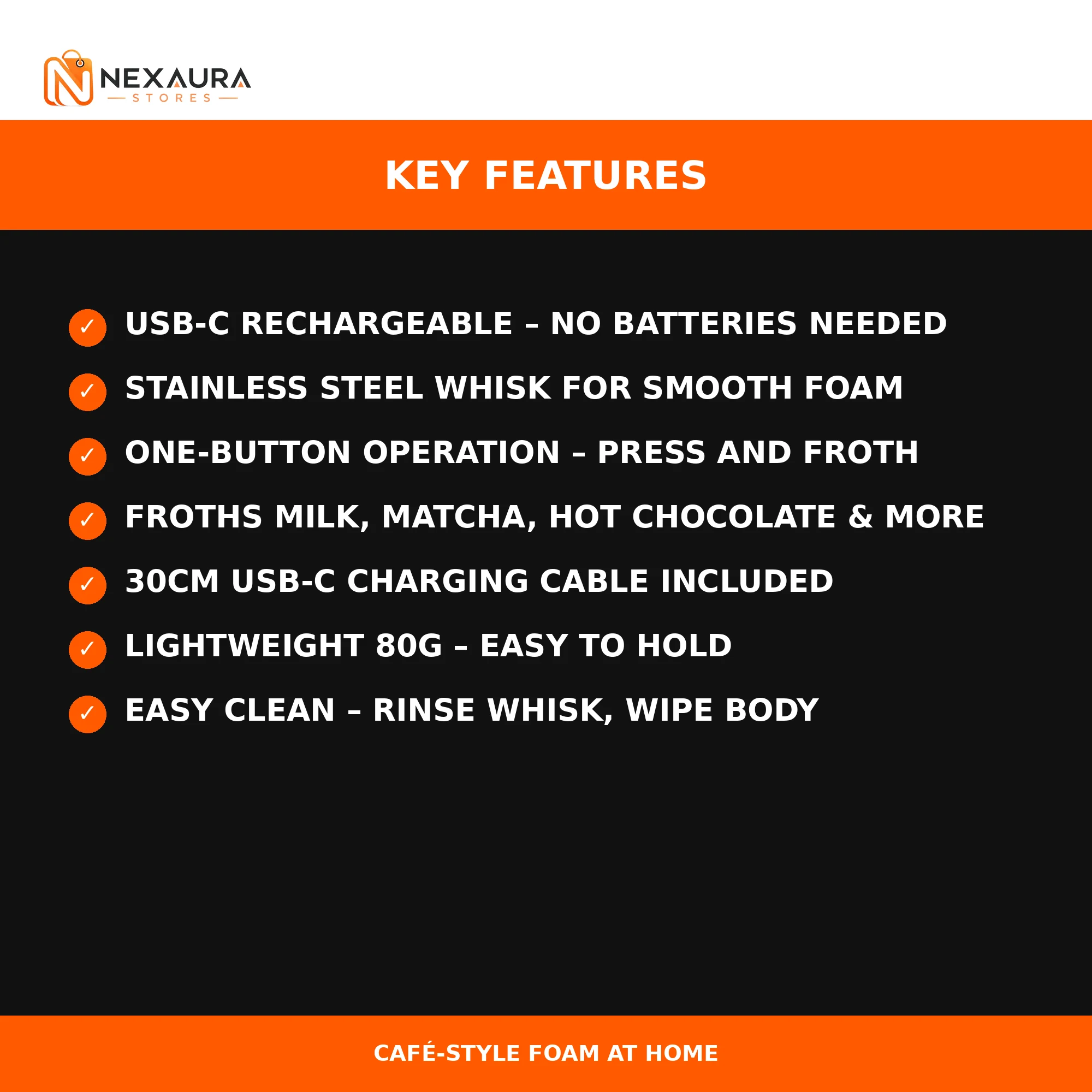 Electric milk frother key features