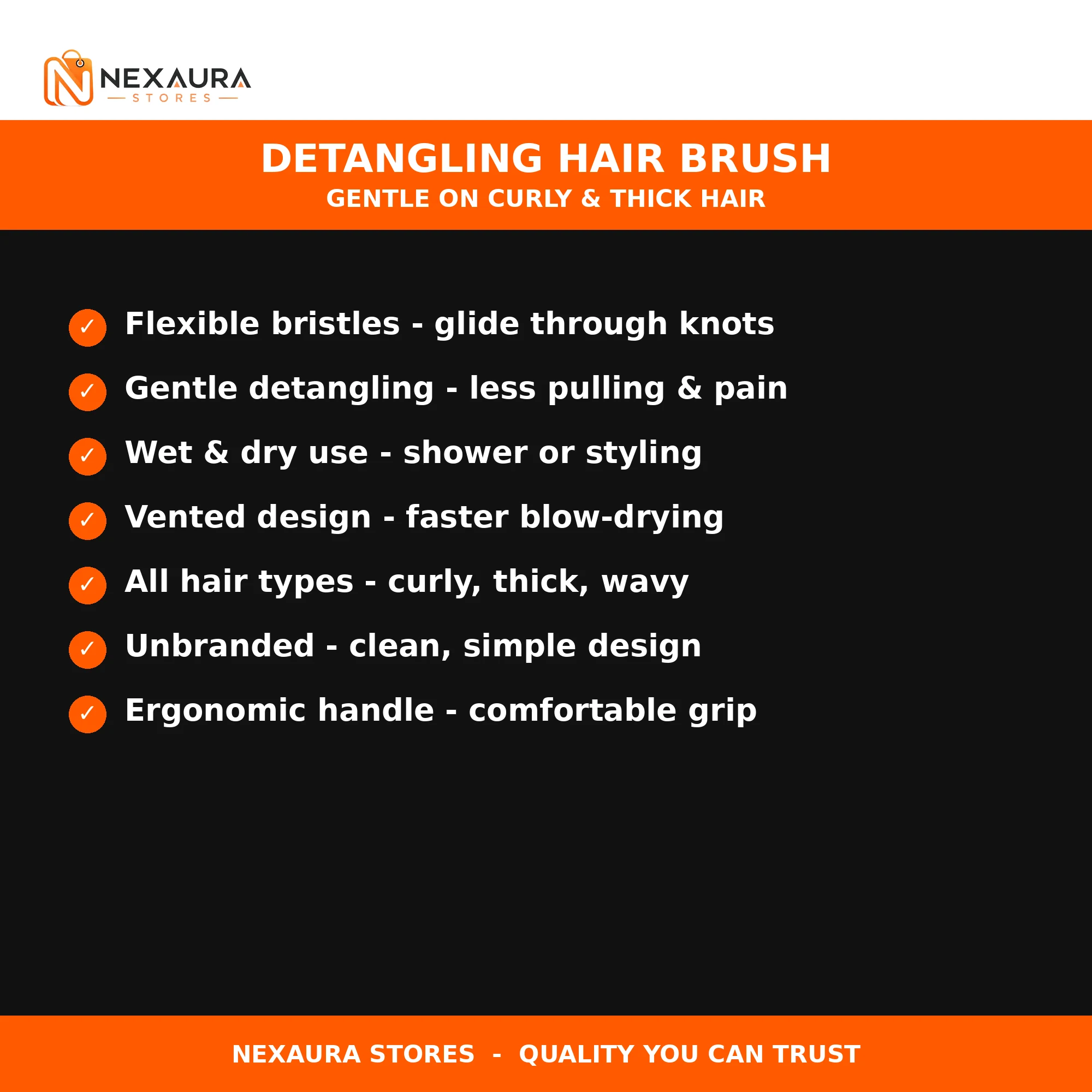 Detangling hair brush key features