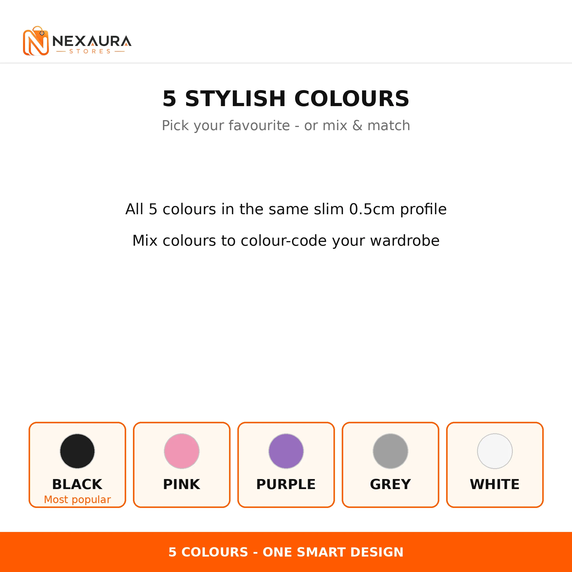 Five available hanger colours