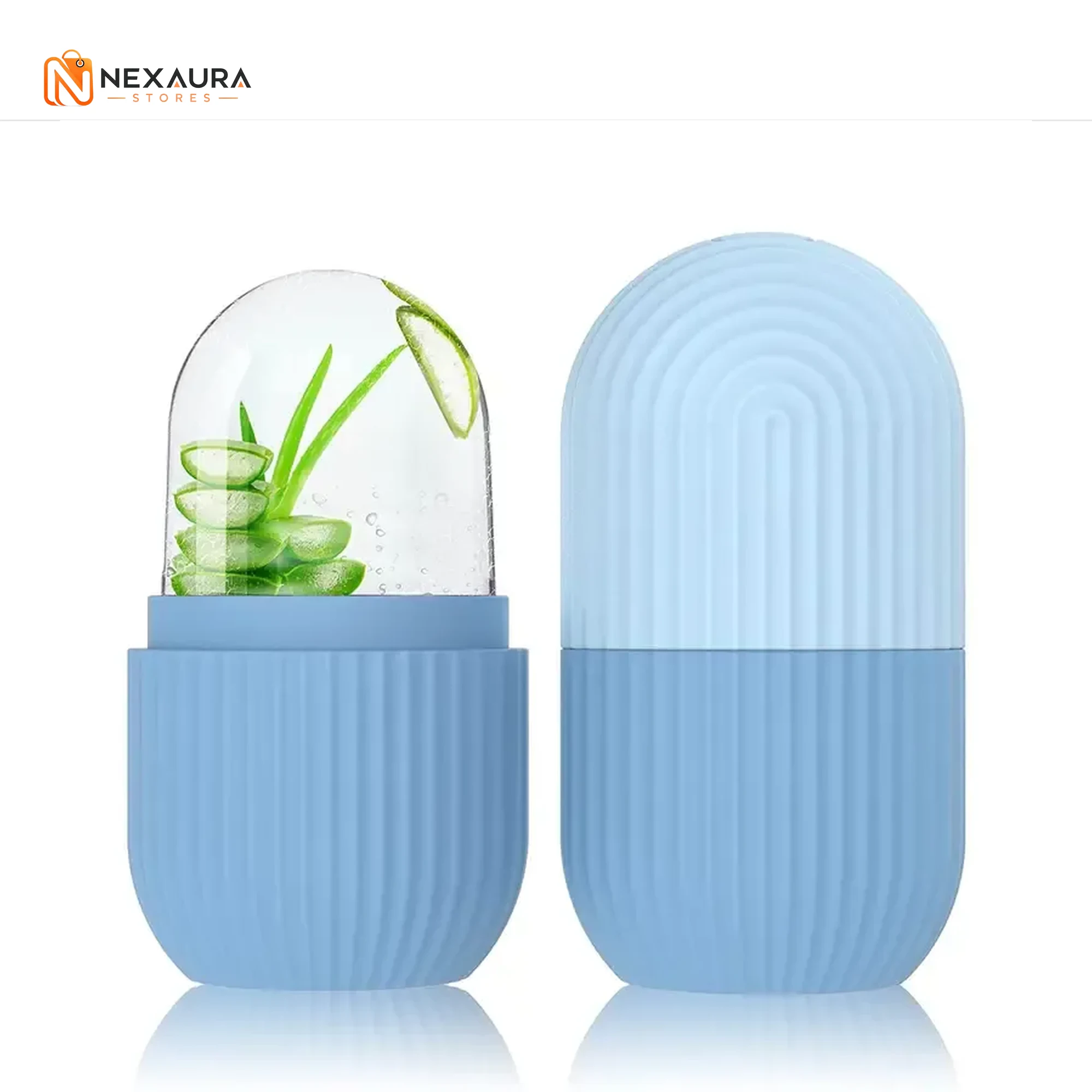 Blue silicone ice facial roller with aloe vera ice