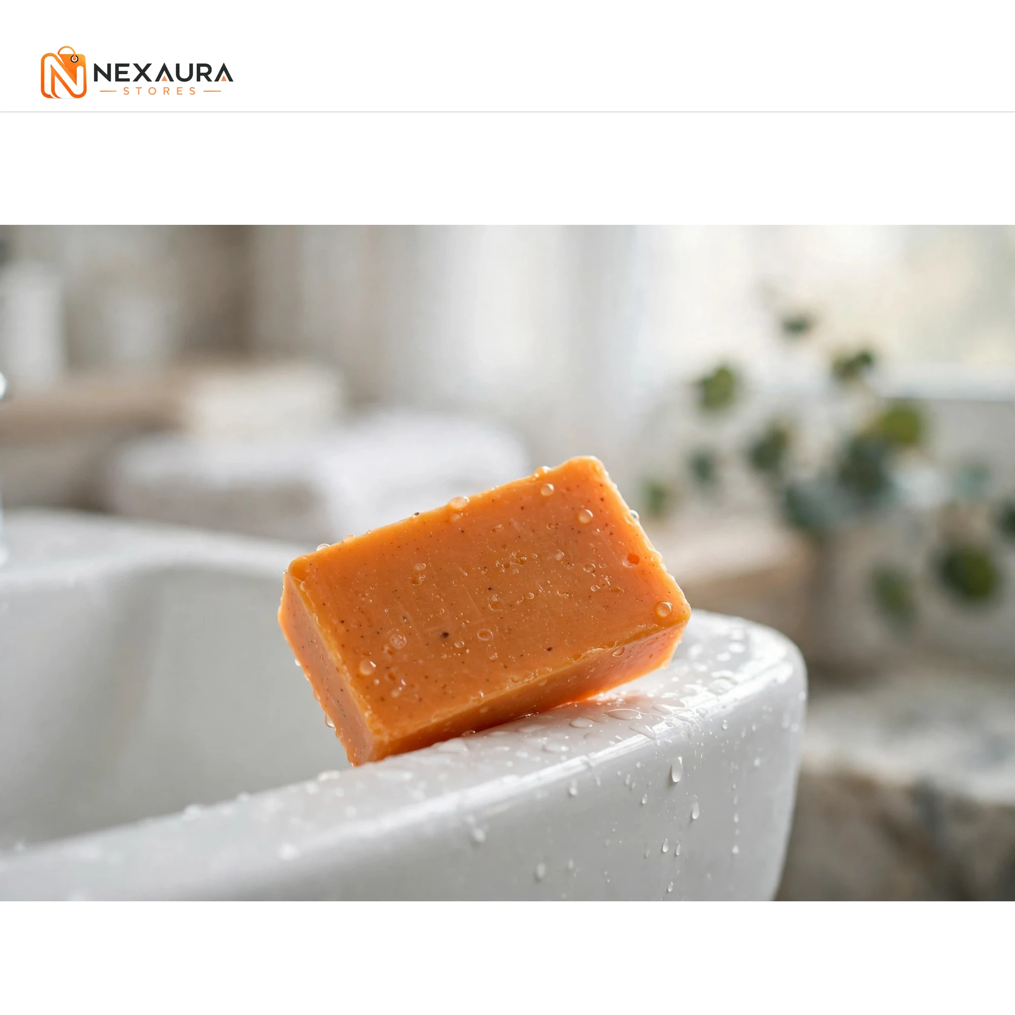 Soap bar in a bright bathroom setting