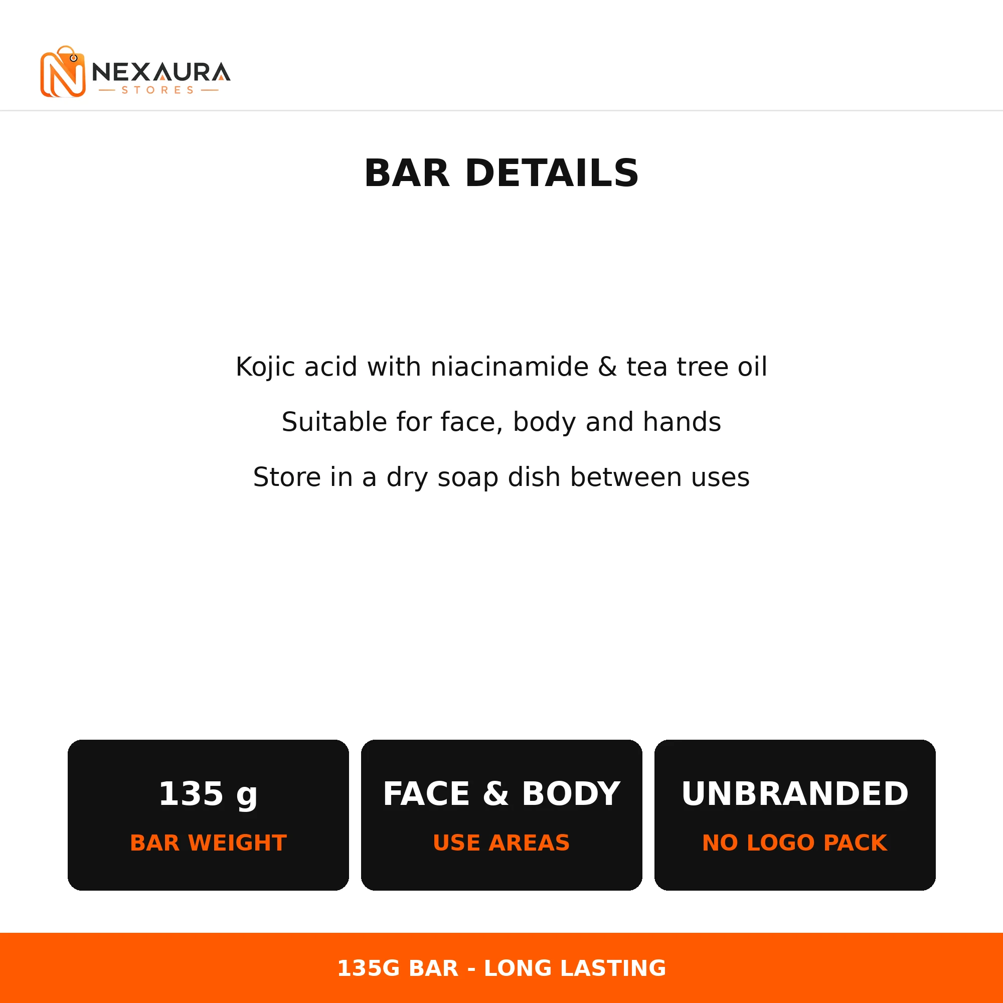 Soap bar details and dimensions