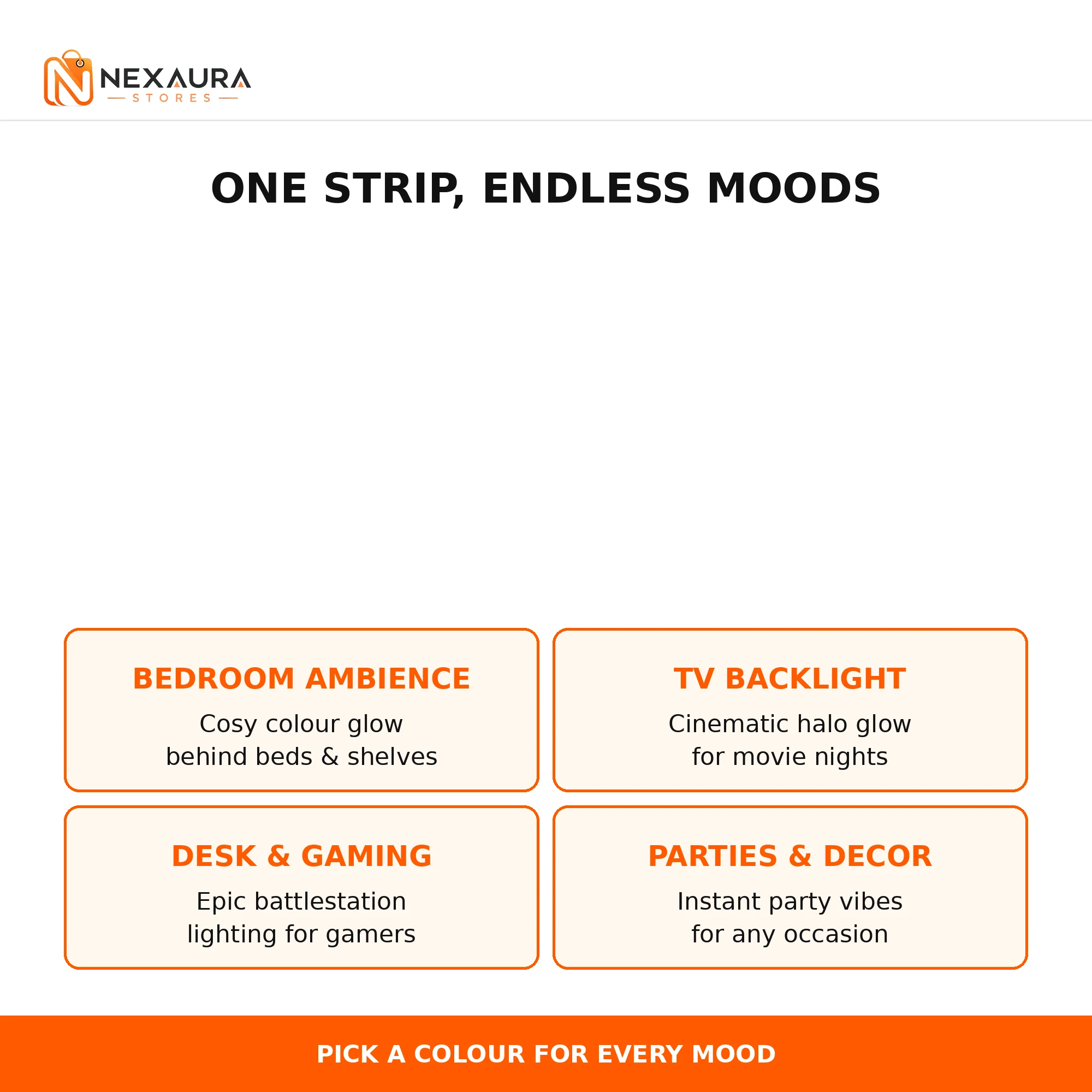 RGB LED strip light uses - bedroom, TV backlight, gaming, parties