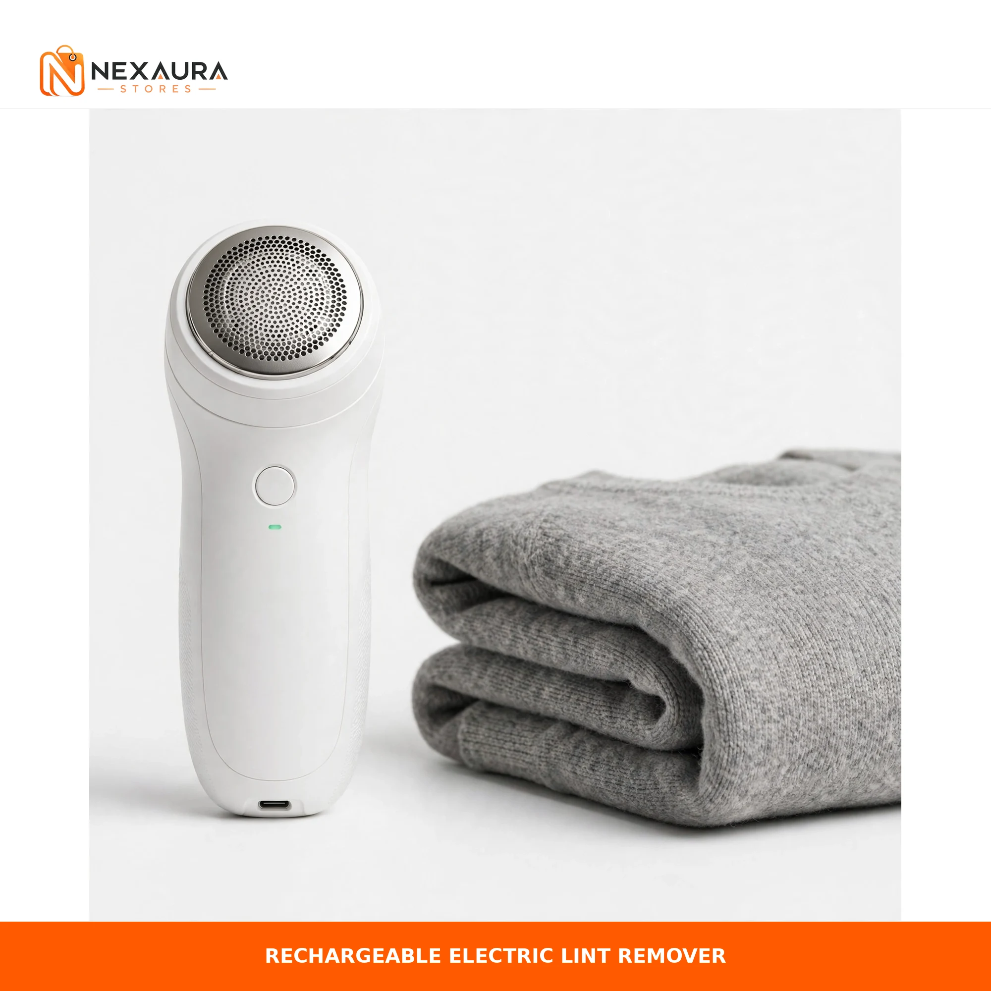 Rechargeable electric lint remover with freshly de-bobbled jumper