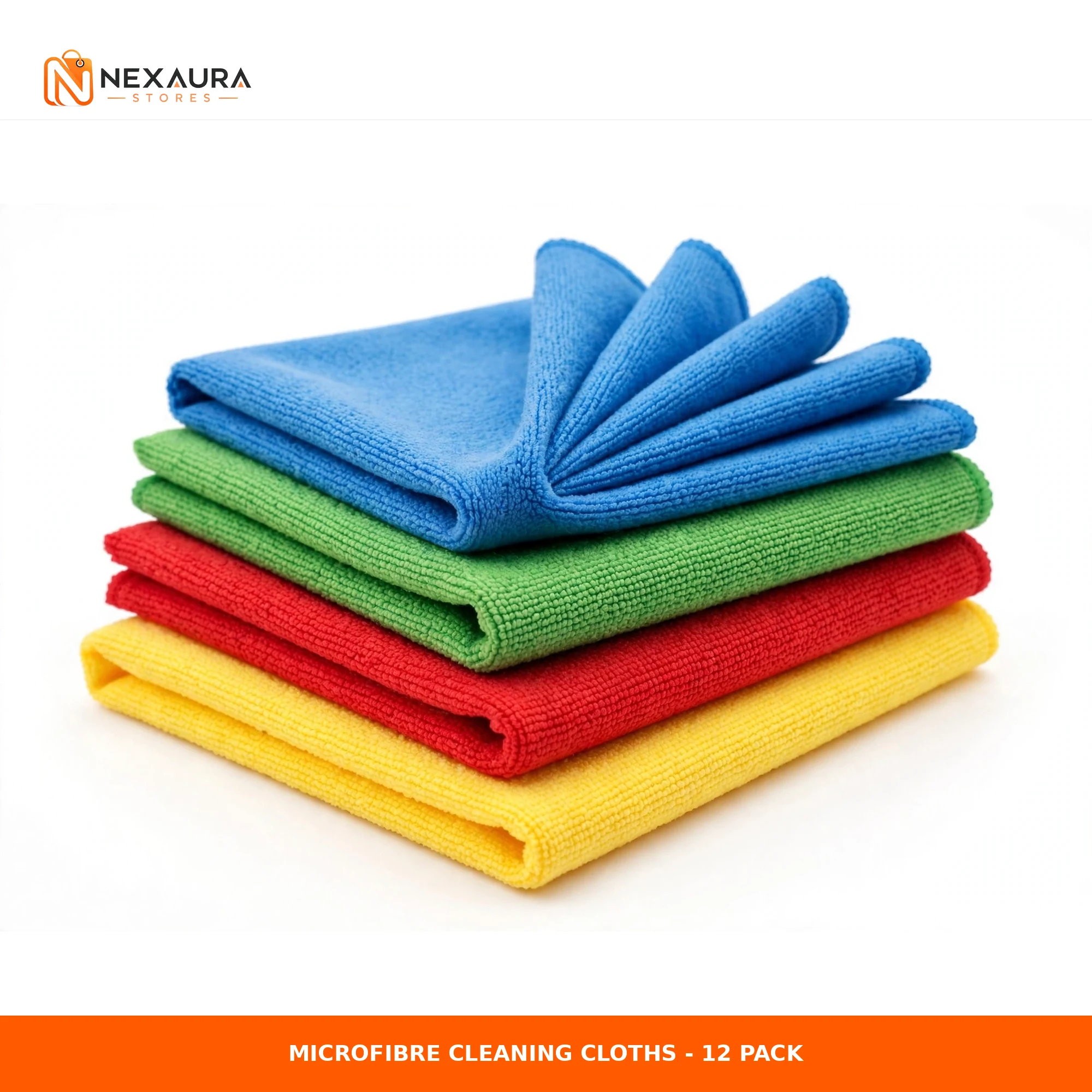 Microfibre cleaning cloths 12 pack colourful stack