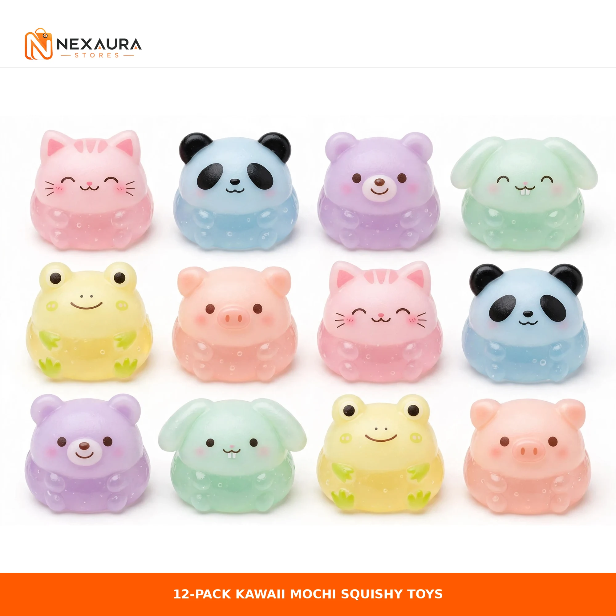 12-pack of kawaii mochi squishy toys
