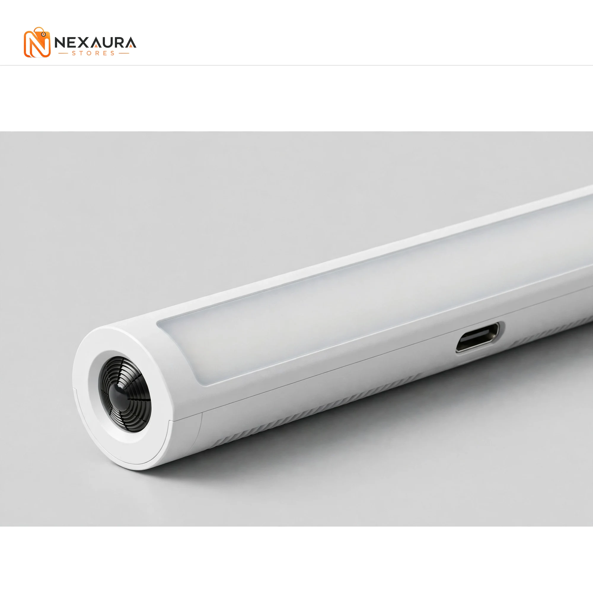 Close-up of the PIR motion sensor and USB charging port
