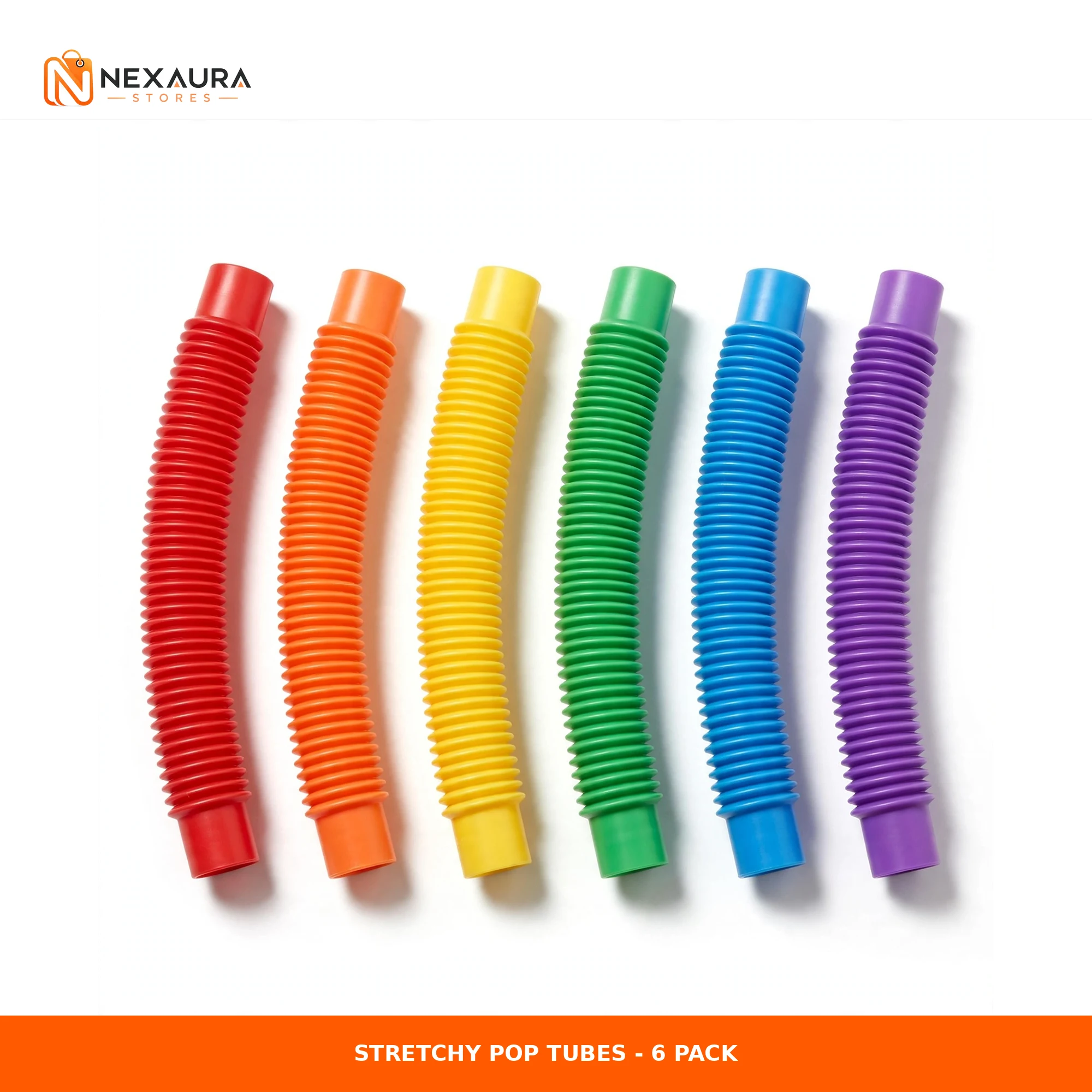 Stretchy pop tubes 6-pack sensory fidget toy