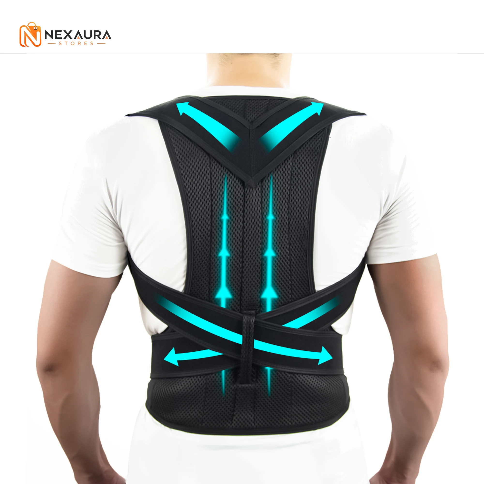 Posture brace mesh back panel