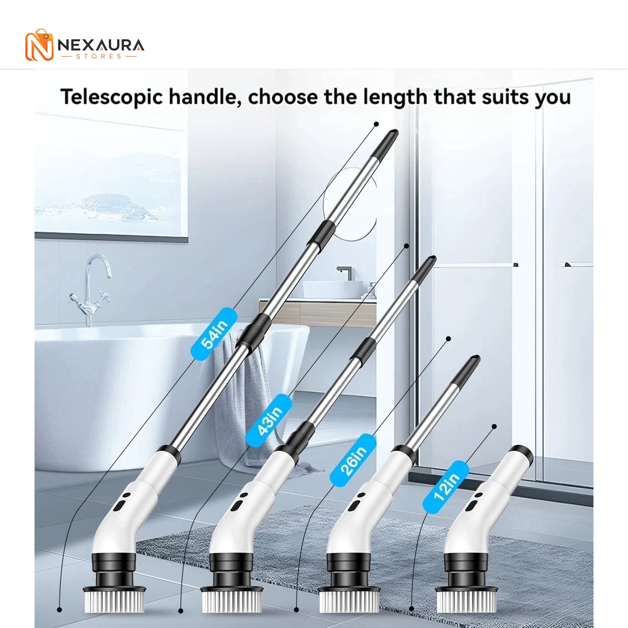 Electric Spin Scrubber with extendable handle