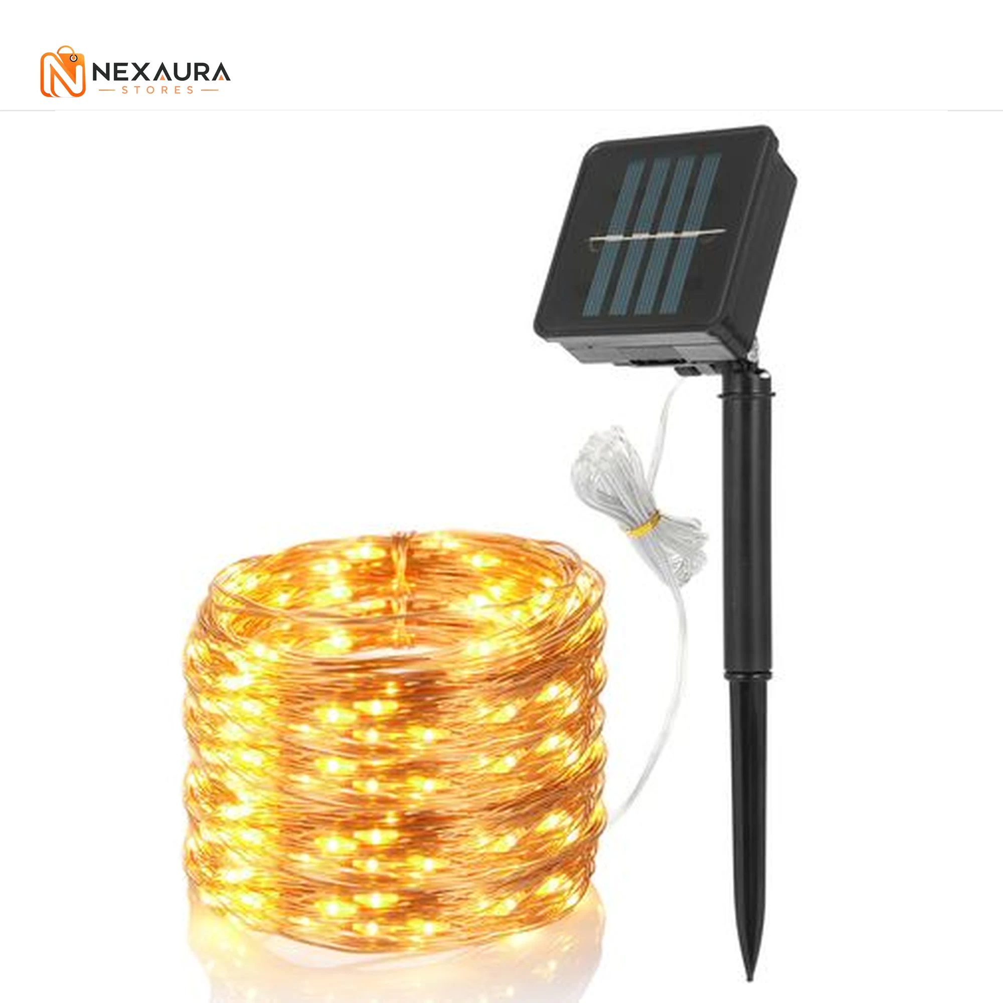 Solar fairy lights string with solar panel on ground stake
