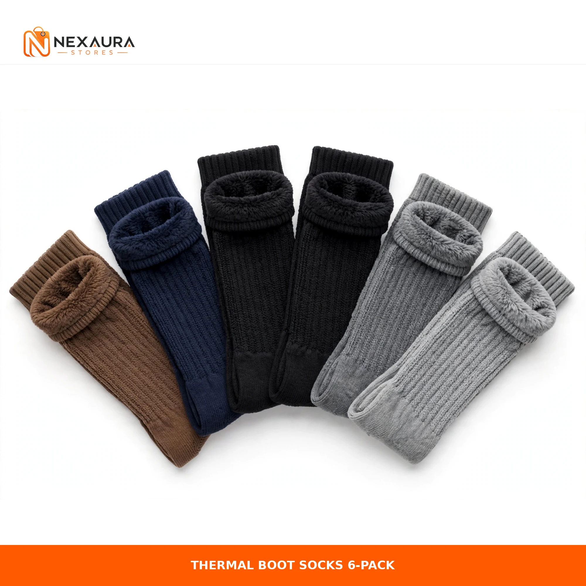 Thermal boot socks 6 pack assorted colours